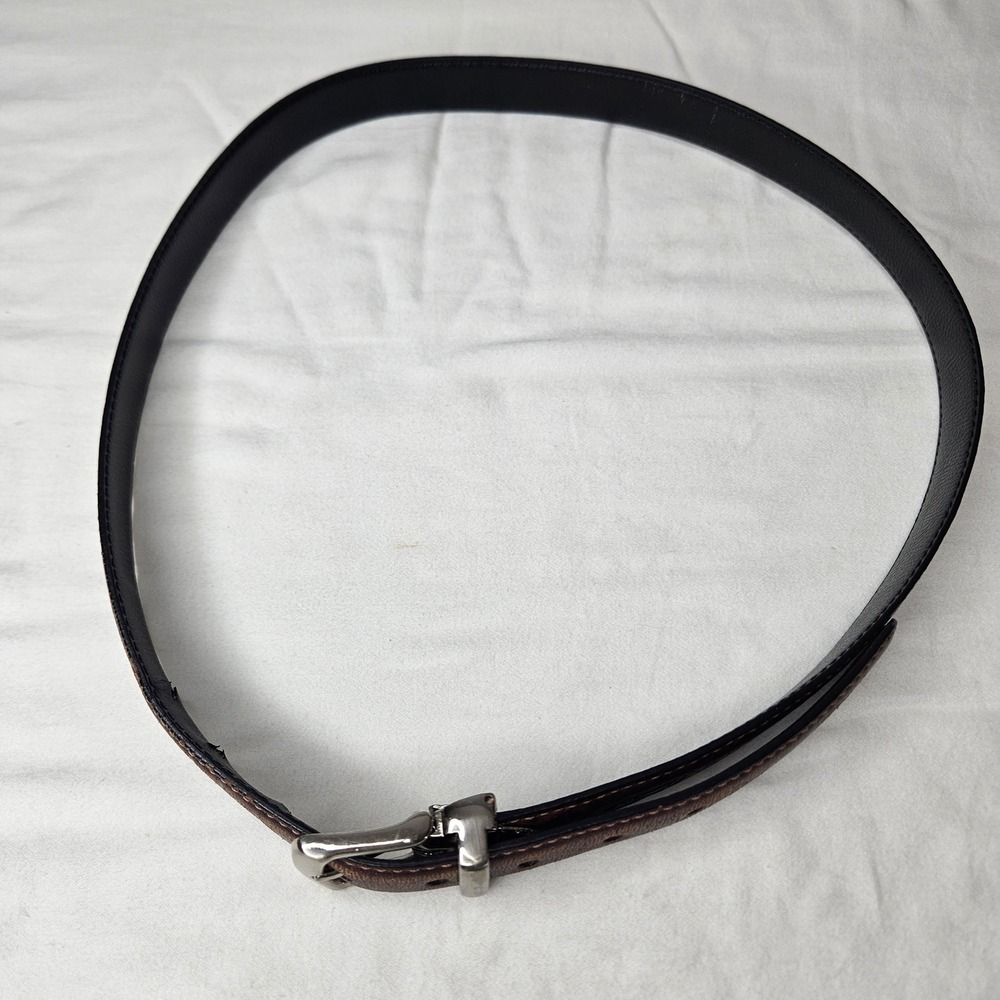 Levis Reversible Leather Belt Brown Black Silver Buckle 1 Inch Wide‎ Casual Mens